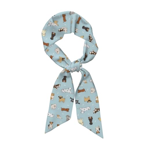 FYQZVI Cute Puppy Dog Purse Scarf Handbags For Women Scarfs Bags Band Hair Neck Scarves Silky Long Thin Satin Headscarf Fashion
