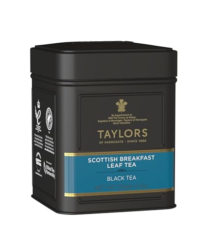 Image of Taylors of Harrogate Scottish Breakfast Loose Leaf, 4.41 Ounce Tin (Pack of 4)