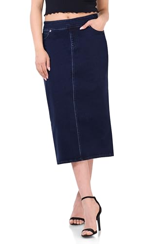 Women’s Pull-On Stretch Denim Skirt – Soft Jean Fabric, Slim Fit, High Rise, Everyday Casual Style