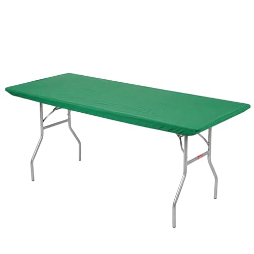 Image of Kwik-Covers 6' Rectangle Plastic Table Covers 30 inch x 72 inch, Bundle of 5 (Kelly Green)
