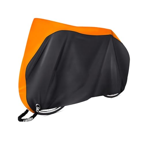 自転車カバー 防水 サイクルカバー アウトドア リップ ストップ 素材 四季 あらゆる タイプ 常に 保護 オックスフォード布製自転車カバー、カバー、電動車両、防雨、日焼け防止、防塵 (中央がオレンジ色で、両側が黒色,XXL: 200*70*110cm)