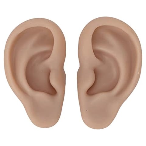 Human Ear Model, 1 Pair Soft Silicone Simulation Ear Model, Flexible Fake Ear, Realistic Body Parts for Piercing Practice, Earrings Jewelry Display, Teaching Tool(3#) Cover