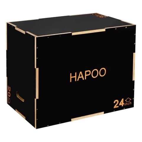 HAPOO Plyo Box 3 in 1 Box Jumps for Home Gym 30"x24"x20" Wooden Plyometric Jump Box for Jumping Conditioning Strength Training Cover