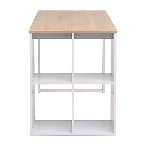 Bureau avec rangement mélamine et 4 grands compartiments marron chêne - 6