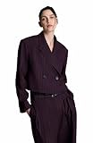 Kenneth Cole Women's Pinstripe Cropped Double Breasted Blazer