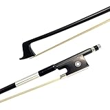LIEKE Carbon Fiber Violin Bow 3/4 size lightweight Fiddle Bow (3/4 size, Black)