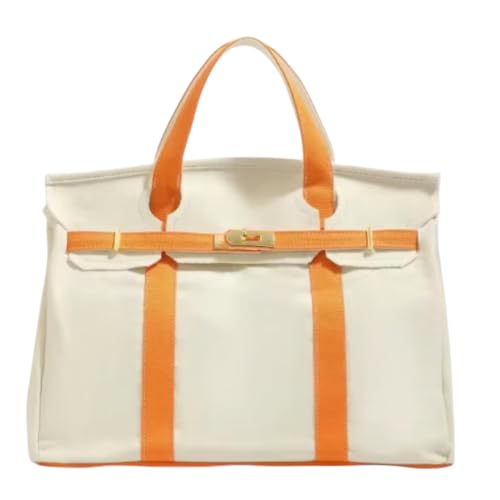 Canvas Tote Bag Large Capacity Boat-kin Style .Handling within 10-15 days (Nude/Orange)