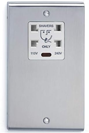 DETA SD1305SCW / Dual Voltage Shaver Socket/Satin Chrome White Insert