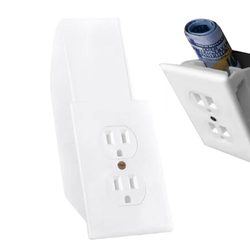 Coffre-fort pour prise murale – Rangement caché pour prise électrique, cache-clé sécurisé et cache-argent, compartiment mural dissimulé pratique | Parfait pour la protection de l'argent liquide des bi