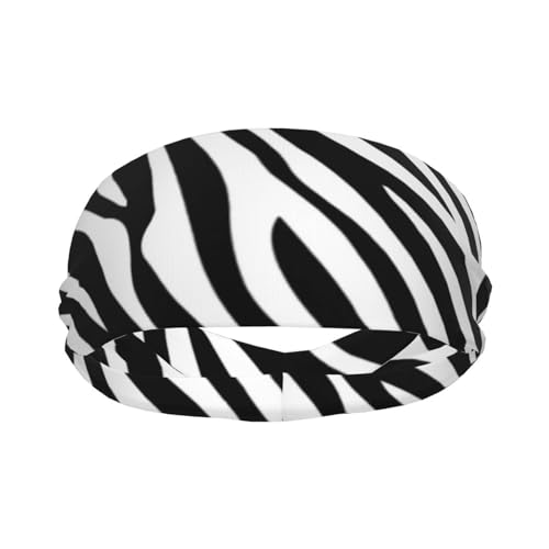Image of Zebra Print Sports Headband Moisture Wicking Sweatband for Men Women Running Cycling Yoga Fitness Workout Black15 One Size
