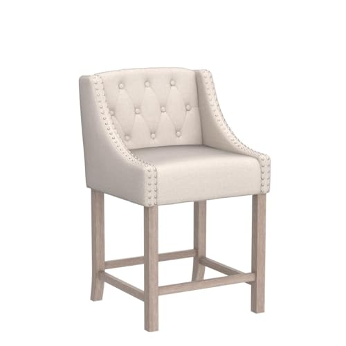 EALSON-Counter-Height-Bar-Stools-Set-of-2-Farmhouse-Barstools-with-Back-Mid-Century-Modern-Bar-Chairs-with-Wood-Legs-Upholstered-Counter-Stools-for-Kitchen-IslandHome-BarPub-Linen-Beige EALSON Counter Height Bar Stools Set of 2 Farmhouse Barstools with Back Mid Century Modern Bar Chairs with Wood Legs Upholstered Counter Stools for Kitchen IslandHome BarPub Linen Beige