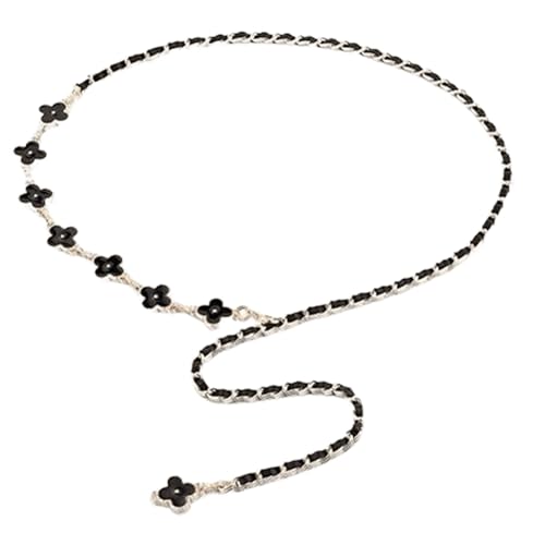 Four leaf clover metal waist chain accessory, thin waist belt, women's decoration with skirt, pants chain