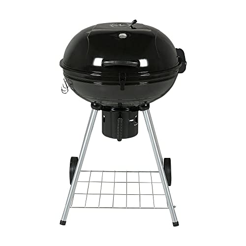 Non - Barbacoa De Carbon Redonda Con Ruedas Y Tapa En Oferta Vaggan Barbacoa Carbón Negra Con Tapa (56Cm), Altura 85Cm.