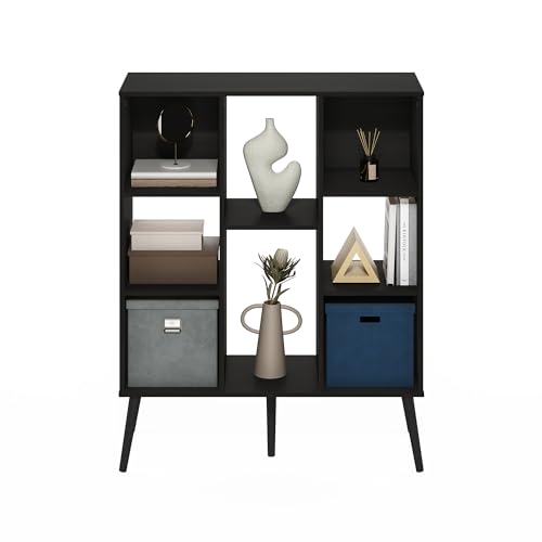 Image of Furinno Claude Mid Century Style Book Shelf, 8-Cube Bookshelf, Cube Storage Organizer Bookcase with Wood Legs, 10.9 x 31.5 x 39.3, for Living Room, Bedroom, Home Office, Espresso