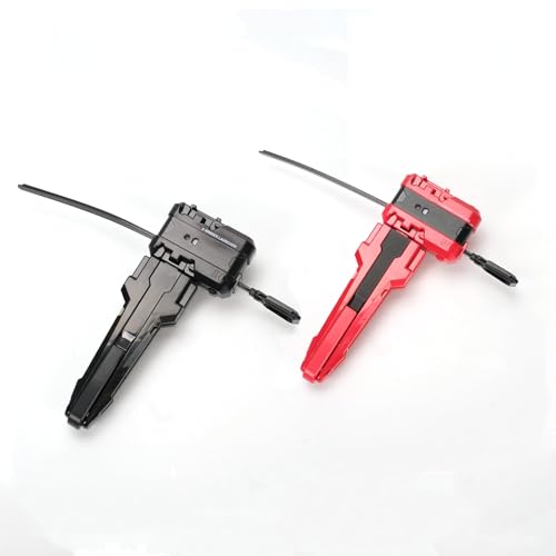 AIBREAY X Lanzador de Peonzas Gyro con Mango, 2 Piezas Lanzador con Dentada de Alta Velocidad para X Spinning Tops, Ideal para Batallas y Competencias (Negro+Rojo)