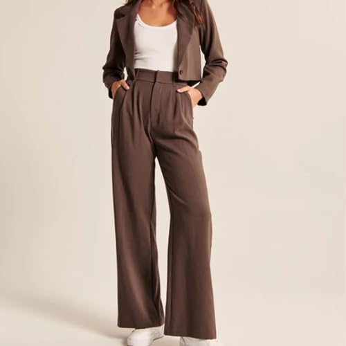 Black Wide-Leg Tailored Pants,Business Casual Pants for Women,High Elastic High Waisted Work Trousers2