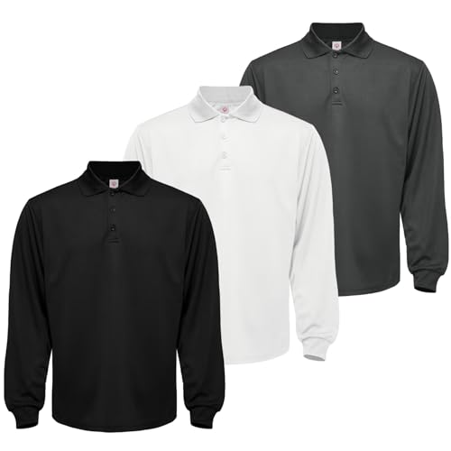 LeeHanTon Men's Long Sleeve Polo Gym Pack Tactical Golf Polo Daily Casual Stylish Collared Shirts UPF 50+