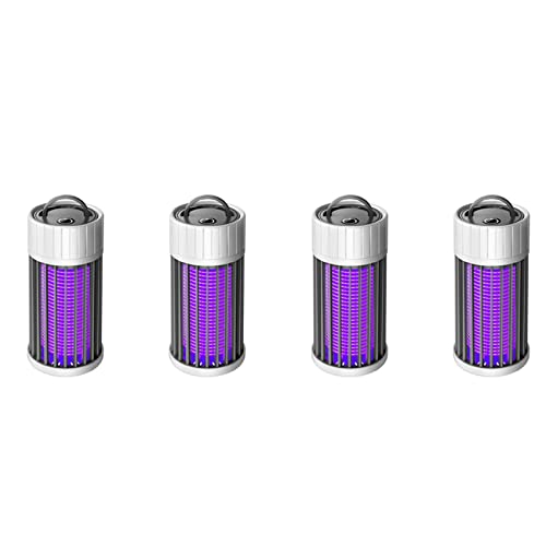 dissot 4X Trampa Atrayente de Plagas de Insectos Y Moscas para Insectos Y Linterna LED para Acampar, Recargable por USB/Solar, Trampas para Moscas de Insectos Gris