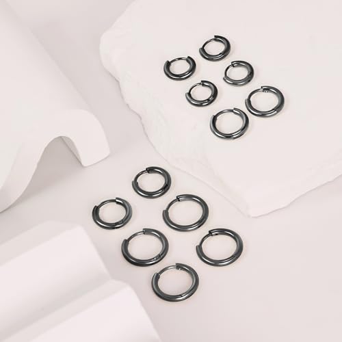 6 Pairs Small Silver Hoop Earrings for Women, Hypoallergenic 14K Gold Plated Stainless Steel Huggie Hoop Earrings Set for Sensitive Ears, Tiny Cartilage Conch Helix Earrings for Multiple Piercing Jewelry 6mm 8mm 10mm3