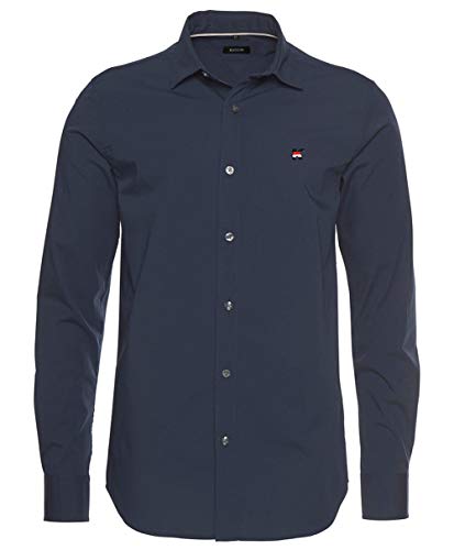 Kuson Hommes Chemises Manches Longues Slim Fit Repassage Facile Bleu Marine S Cover