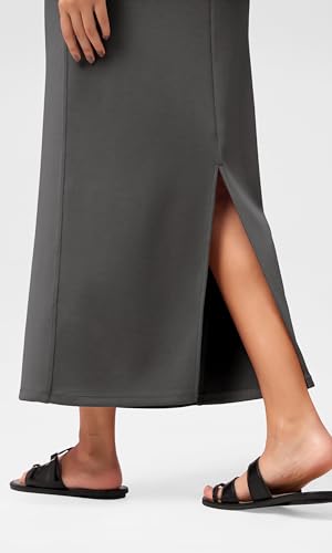 Image of ODODOS Modal Soft Maxi Skirt for Women, Back Slit High Waist Casual Long Pencil Skirts