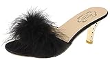 Addace Sexy Black Furry Kitten Heels Fur Heel Slippers Sandals (11)