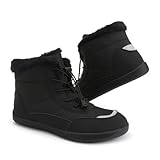 BibHoly Botas de nieve de invierno para mujer, con forro de piel, antideslizantes, puntera ancha, botas de senderismo al aire libre, A1 Negro, 39.5 EU