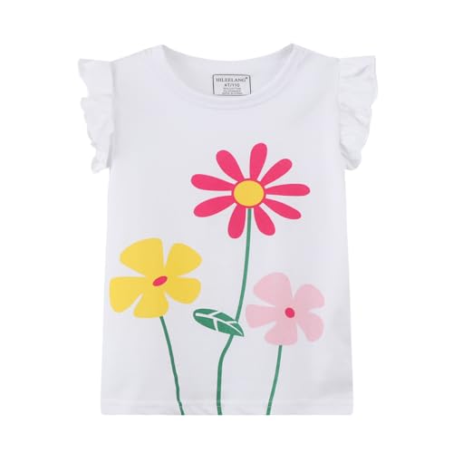 Image of Girls Graphic T Shirts 3 Pack 100% Cotton Short Sleeve Tees for Toddler Little Big Girls Cute Printed Casual Summer Tops