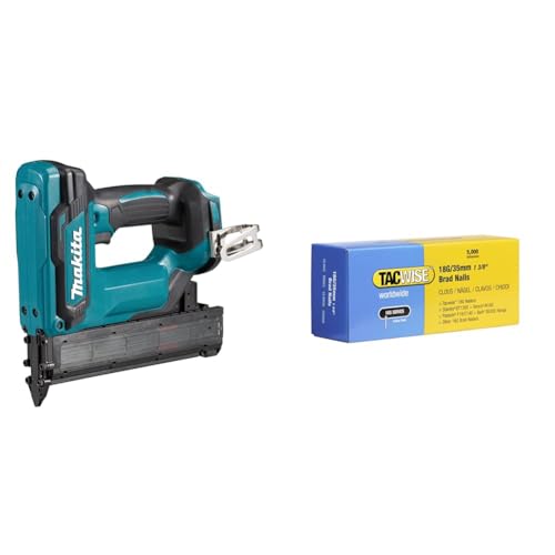 Cloueur sans fil 18V Li-Ion LXT 18 Ga 15 à 35 mm (Produit seul) - MAKITA DFN350Z & Tacwise 0399 Boîte de 5000 Clous de finition 35 mm de Type 18G