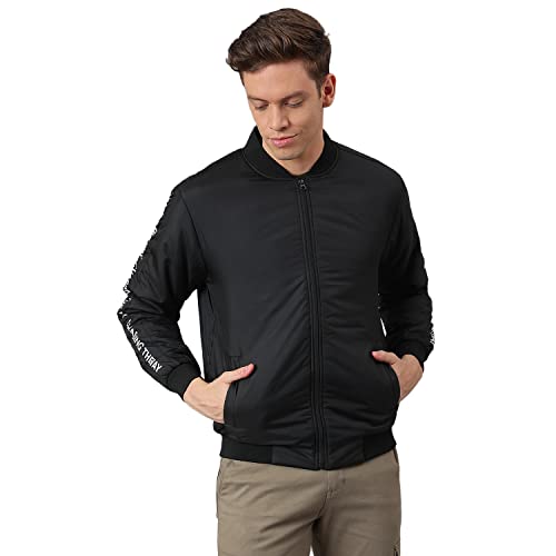 Image of Dennis Lingo Men's Polyester Long length Long Sleeves Bomber Jacket - Mandarin Collar, Welt Pocket, Lightweight, Casual Winterwear