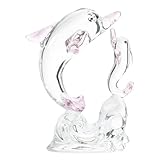 Statuette de dauphin en cristal – cette petite figurine de dauphin en cristal est dotée d'un fond plat, ce qui la rend stable