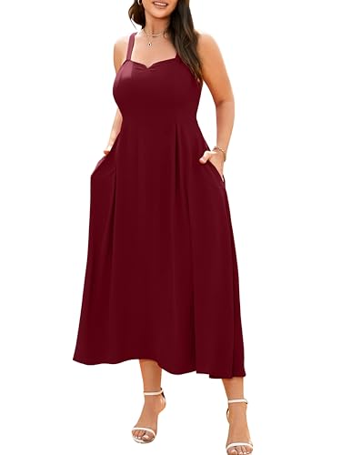 Image of RWJ Women's Plus Size Dresses with Pockets V-Neck Sleeveless Maxi Dress for Wedding Guest Dress Formal Cocktail
