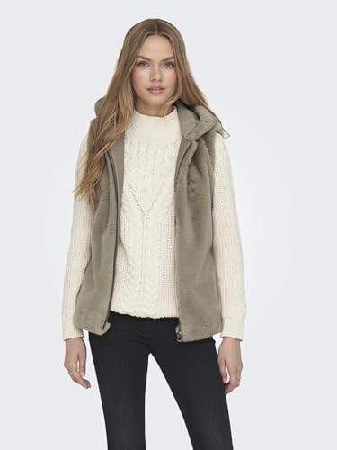 Image of ONLY Faux Fur Detail Sleeveless Hooded Tailored Jacket