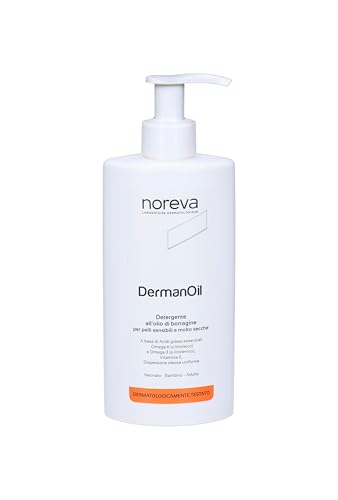 Dermana DermanOil 200 ml - olio detergente ultra delicato per pelle sensibile e secca a tendenza atopica, con Omega-3 e Omega-6, Vitamina A ed E, adatta a tutti, ideale anche per neonati