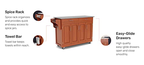 Create-A-Cart Cottage Oak 4 Door Cabinet Kitchen Cart With Gray Granite Top By Home Styles #TOP7