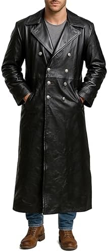 Officer Coat – Black EU Fashions Black Genuine Leather Trench Coat German Classic