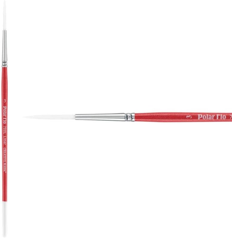 Creative Mark Polar Flo Professional Watercolor Brushes - Rigger 3 - Short Handle, Nickel-Plated Seamless Brass Ferrule - Art Paint Brushes for Acrylic Painting, Watercolor, Gouache, and More