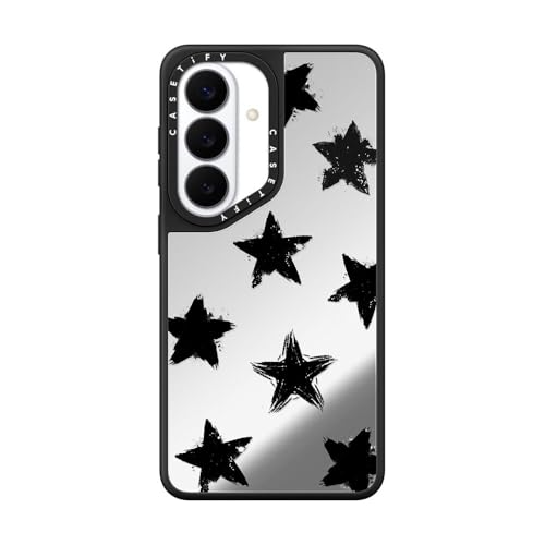 CASETiFY �~���[ for Samsung Galaxy S26 �P�[�X [����(�X�}�z�J�o�[) / MagSafe�Ή�/�w��h�~] - Star Marks - �V���o�[ (�u���b�N�o���p�[)