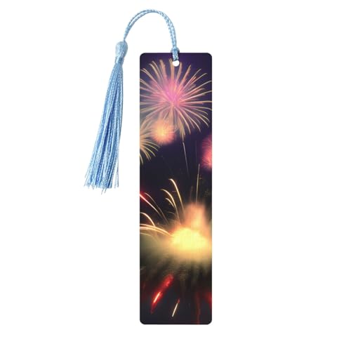 Explosion Fireworks 3Dプリント 読書ページマーカー しおり タッセル付き木製ブックマーク 5個 本好きへのギフトに
