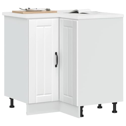 UJCHVHN Artículo - Armario esquinero de cocina Lucca White de madera de ingeniería, armarios y almacenamiento, armarios de cocina