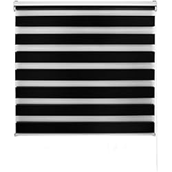 Persianas Japonesas Precio Blindecor Lira estor enrollable noche y día, color Negro, estor de 160 x 250 cm (ancho x alto). Tamaño de la tela 157 x 245 cm. Estores noche y dia elegantes