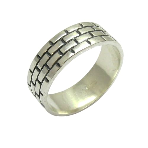 Bague en argent massif 925 bande Briques, l'anneau idéal du bureau aux sorties