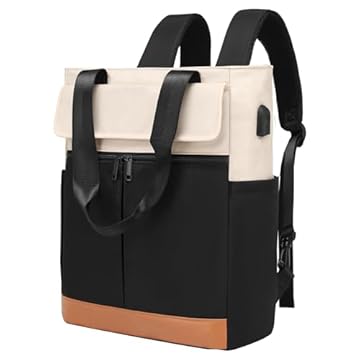 Mochila CYUREAY feminina conversível de trabalho para notebook, computador, com porta de carregamento USB, Preto