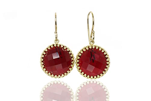 Boucles d'oreilles en grenat et or élégantes pour femme