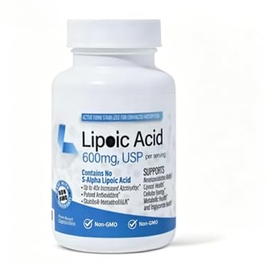 Stabilisierte R-Alpha-Liponsäure ((True)) 600 mg pro Portion [[Hohe Wirksamkeit und bis zu 40-fach erhöhte Absorption]] – Kapseln auf pflanzlicher Basis, gentechnikfrei