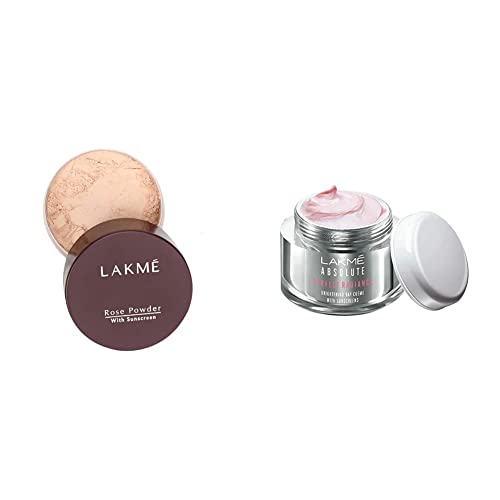 Image of LAKME Rose Radiant Face Powder for Oily Skin Type, Soft Pink, 40G And Absolute Perfect Radiance Skin Brightening Day Creme, 28 G