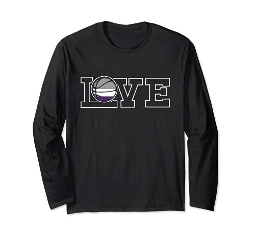 Love Basketball LGBT-Q Asexual Ace Pride Flag Sport Fan Ally Long Sleeve T-Shirt, Black