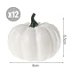 O-Kinee Kürbis Herbst Dekoration Draußen, 12 Stück DIY Kürbis Deko, Künstliche Pflanzen Kürbisse, Weiße Künstliche Kürbis für Herbstpartys Thanksgiving Halloween Dekoration Garten