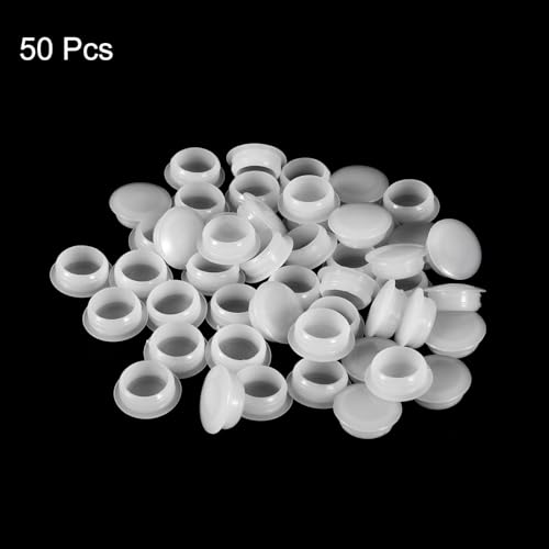 Image of uxcell 50Pcs Screw Hole Plugs, 16mm(5 /8 inch) Dia Plastic Snap in Locking Hole Covers Flush Type Caps for Furniture Cabinet Cupboard, Clear