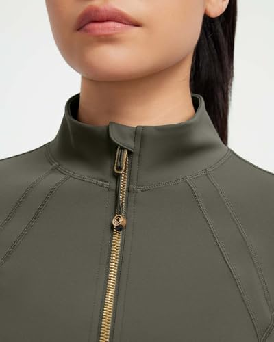 Image of SUUKSESS Women Golden Full Zip Up Workout Cropped Jackets Lightweight Athletic Yoga Tops